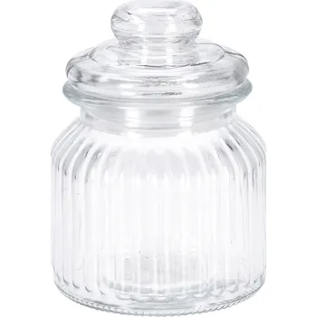 Keramický dřez EH Excellent Houseware Žebrovaná dóza s těsným víkem, 500 ml