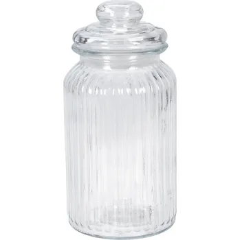 Keramický dřez EH Excellent Houseware Žebrovaná dóza s těsným víkem, 1000 ml