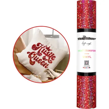 Samolepící dekorace TeckWrap Holographic Sparkle HTV - Red - Nažehlovací vinylová folie Velikost: 0,3 x 1,5 m