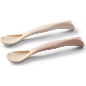 dětská jídelní sada Silikonové lžičky pro děti, měkké, flexibilní 2 ks, béžová/růžová