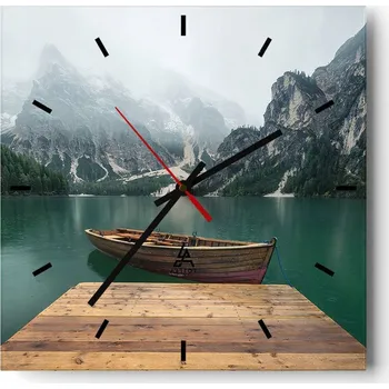 Hodiny Nástěnné hodiny do kuchyně 30x30 Krajina Stylové hodiny na skle Loft Tiché