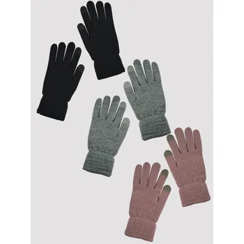 Rukavice cenová akce Dámské rukavice plastický vzor, TOUCH screen úprava, vel. 21 21 Mix barev