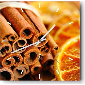 Hodiny Nástěnné hodiny do kuchyně 30x30 Pomeranč Stylové hodiny na skle Loft Tiché