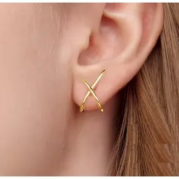 Náušnice For Silver Dámské stříbrné náušnice s překříženým designem – Stříbro 925 Druh barvy: Zlatá