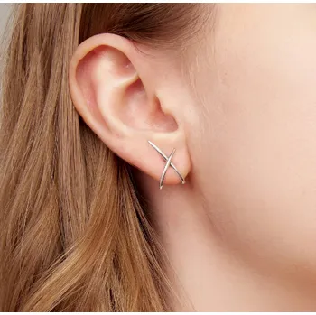 Náušnice For Silver Dámské stříbrné náušnice s překříženým designem – Stříbro 925 Druh barvy: Stříbrná