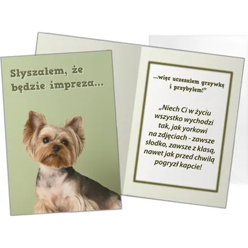 Obraz PŘÁNÍČKO s obálkou, pejsek YORKSHIRE TERIÉR, formát B6, malý vzor, narozeniny