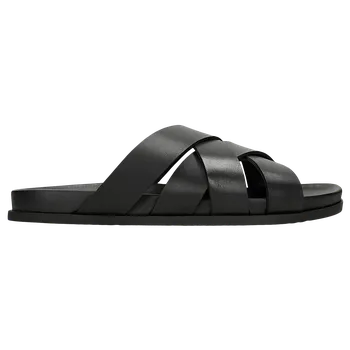 Pánské žabky Černé Kožené Pánské Pantofle S Propletenými Řemínky Wojas 3202951 43