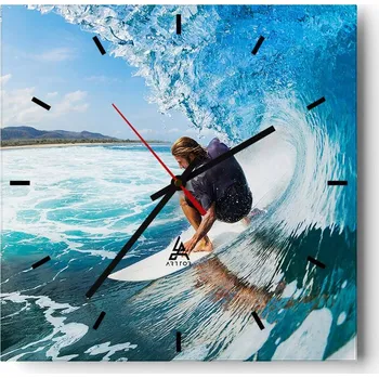 Hodiny Nástěnné hodiny do kuchyně 30x30 Sportovní Stylové hodiny na skle Loft Tiché