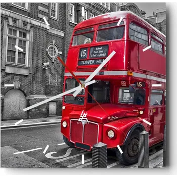 Hodiny Nástěnné hodiny do kuchyně 30x30 Město Stylové hodiny na skle Loft Tiché