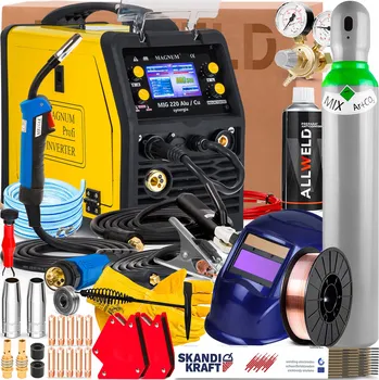 Svářečka POLOAUTOMAT MAGNUM MIG 220 ALU CU SYNERGIE 230V 200A MMA TIG DC MĚKKÉ PÁJENÍ