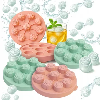 Tvořítko na led 4x SILIKONOVÁ FORMA NA LEDOVÉ KOSTKY RŮŽE Formičky na Led Čokolády Nápoje 3D