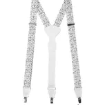 Pánské šle Avantgard - bílé / noty, bílá kůže