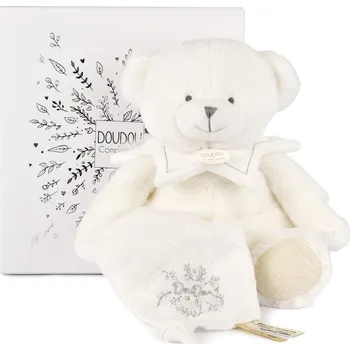 Doudou et Compagnie Paris Dárková sada Plyšový medvídek s dečkou 30 cm béžový Doudou