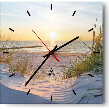 Hodiny Nástěnné hodiny do kuchyně 30x30 Krajina Stylové hodiny na skle Loft Tiché