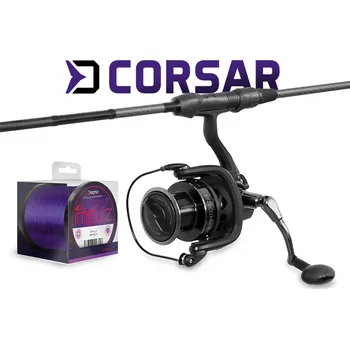 Rybářský prut Kaprařský set Delphin CorsaBLACK NERO - 2 díly + 8T + 0,30mm