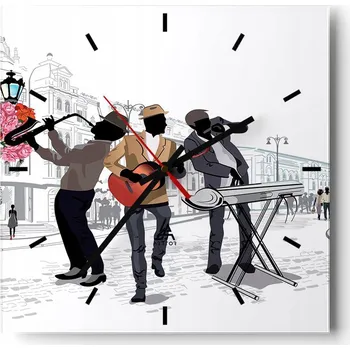 Hodiny Nástěnné hodiny do kuchyně 30x30 Hudba Stylové hodiny na skle Loft Tiché