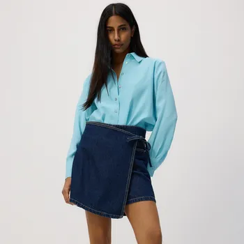 Dámské oblečení Reserved - Džínová sukně se všitými šortkami - tmavomodrá - 9263H-59J - 9263H-59J-42