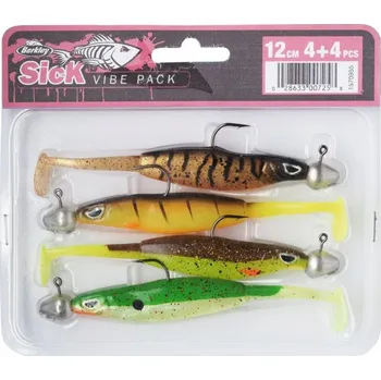 Rybářský háček 4ks - Předpřipravené nástrahy Berkley Sick Vibe 12cm bismut