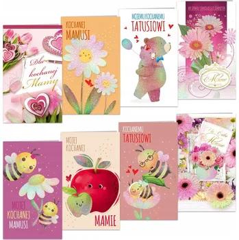 Obraz Přáníčko s obálkou ke Dni matek a otců, brokátem zdobené, máma táta, formát DL