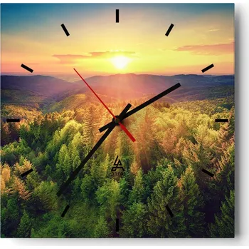 Hodiny Nástěnné hodiny do kuchyně 30x30 Krajina Stylové hodiny na skle Loft Tiché