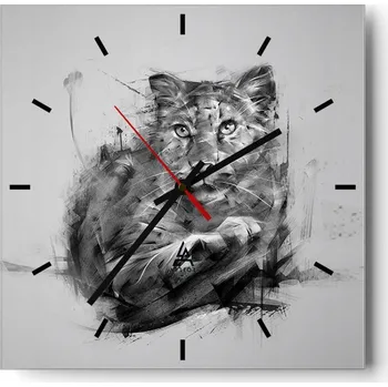 Hodiny Nástěnné hodiny do kuchyně 30x30 Panter Stylové hodiny na skle Loft Tiché