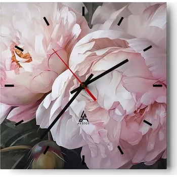Hodiny Nástěnné hodiny do kuchyně 30x30 Květiny Stylové hodiny na skle Loft Tiché