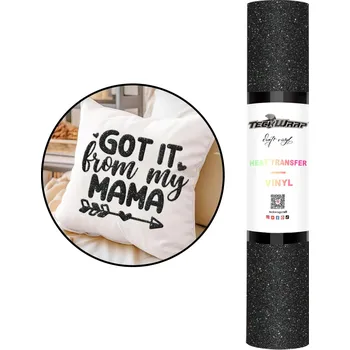 Samolepící dekorace TeckWrap Glitter PUFF HTV - Black - Nažehlovací vinylová folie Velikost: 0,25 x 1,5 m