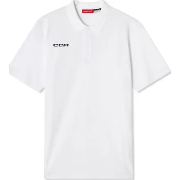 Triko CCM Team Short Sleeve Polo SR, bílá, Senior, S CCM