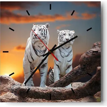 Hodiny Nástěnné hodiny do kuchyně 30x30 Zvířata Stylové hodiny na skle Loft Tiché