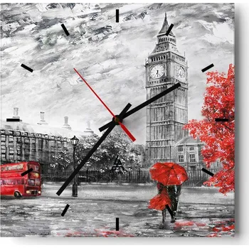 Hodiny Nástěnné hodiny do kuchyně 30x30 Město Stylové hodiny na skle Loft Tiché