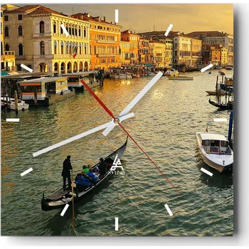 Hodiny Nástěnné hodiny do kuchyně 30x30 Město Stylové hodiny na skle Loft Tiché