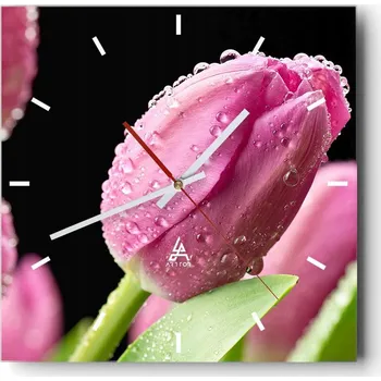 Hodiny Nástěnné hodiny do kuchyně 30x30 Květiny Stylové hodiny na skle Loft Tiché