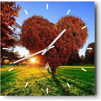 Hodiny Nástěnné hodiny do kuchyně 30x30 Krajina Stylové hodiny na skle Loft Tiché