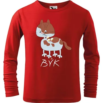 Dětská móda DOBRÝ TRIKO Dětské bavlněné triko Zvěrokruh kočka Býk Velikost: 158/12 let, Barva: Červená