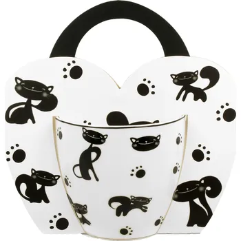 DUO Gifts DG - Porcelánový snídaňový hrnek ČERNÉ KOČKY v přebalu - 460 ml