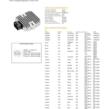 Elektroinstalace pro motocykl DZE REGULÁTOR NAPĚTÍ YAMAHA YFM 125/250/350/400/450/600/660 (RAPROR;BIG BEAR; KODIAK;GRIZZLY; BRUIN); SUZUKI LTZ400 QUADRACER; LTA 400 EIGER; LTR 450R (35A) (5GT-81960-00) (ESR441) (32800-05G11)