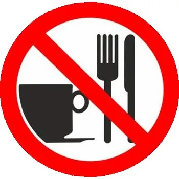 Značení Traiva s.r.o. Zákaz jídla - symbol Verze: Samolepka 92 x 92 mm tl. 0.1 mm - Kód: 08899