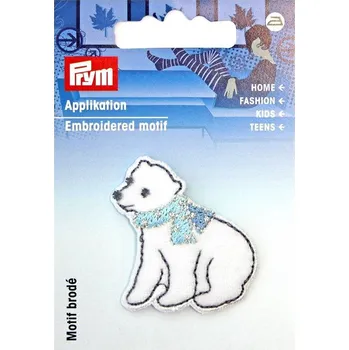 Nášivka PRYM Nášivka lední medvěd s šálou, nažehlovací, bílá