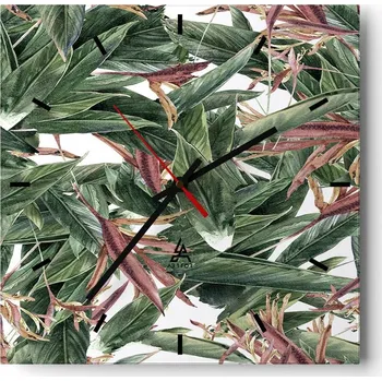 Hodiny Nástěnné hodiny do kuchyně 30x30 Květiny Stylové hodiny na skle Loft Tiché