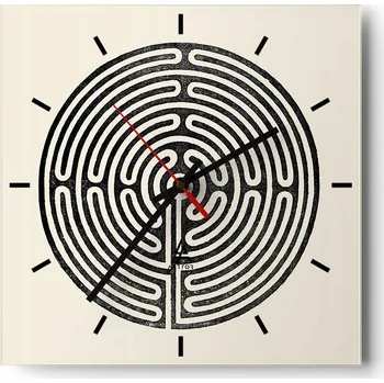 Hodiny Nástěnné hodiny do kuchyně 30x30 Labyrint Stylové hodiny na skle Loft Tiché