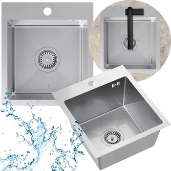 Granitový dřez Jednokomorový dřez Sink Quality COLE ocel stříbrný