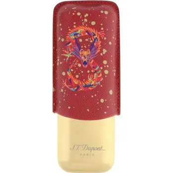 Zapalovač S.T. DUPONT - DRAGON BURGUNDY - Kožené pouzdro na doutníky