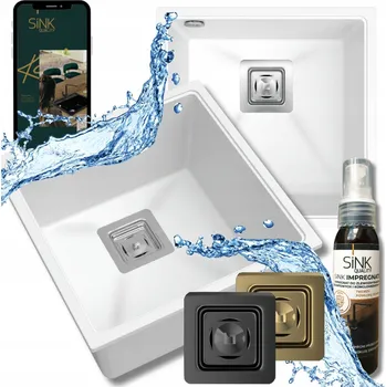 Granitový dřez Jednokomorový granitový dřez Sink Quality ARGON 50, bílý