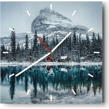 Hodiny Nástěnné hodiny do kuchyně 30x30 Krajina Stylové hodiny na skle Loft Tiché