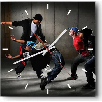 Hodiny Nástěnné hodiny do kuchyně 30x30 Tanec Stylové hodiny na skle Loft Tiché