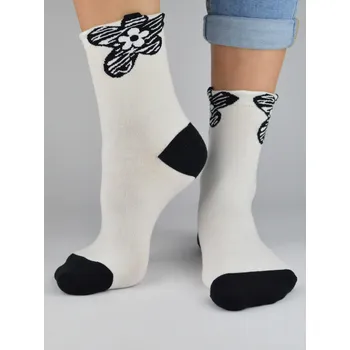 Ponožky dívčí ozdobný lem, SB04802 31-34 Bílá