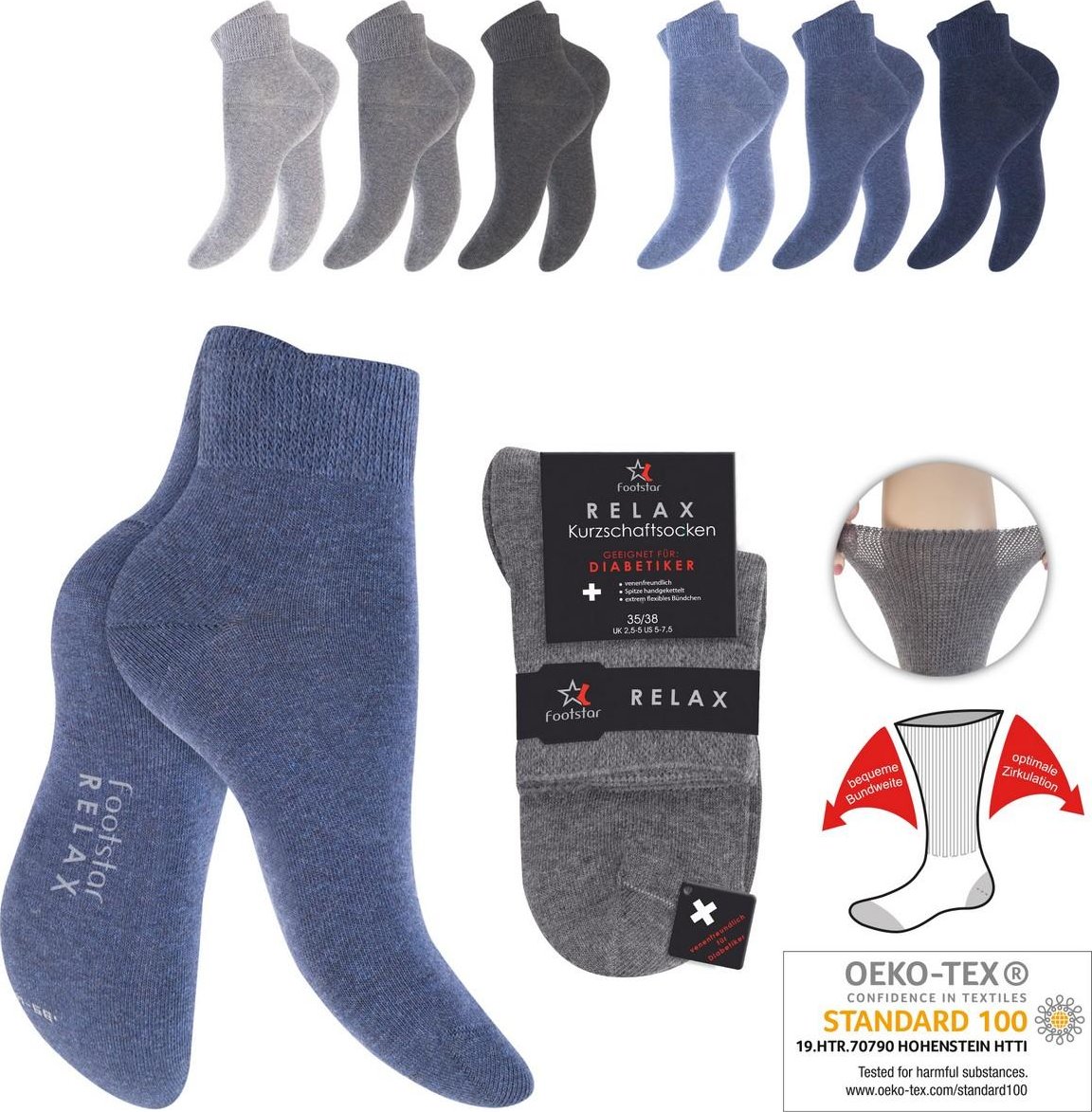 Ponožky kotníkové, extra volný lem N71003 43-46 Modrá