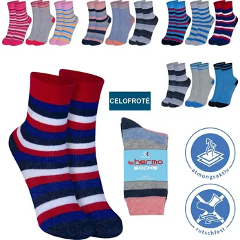 Dětské froté termo ponožky PRUHY 31-34 Mix barev