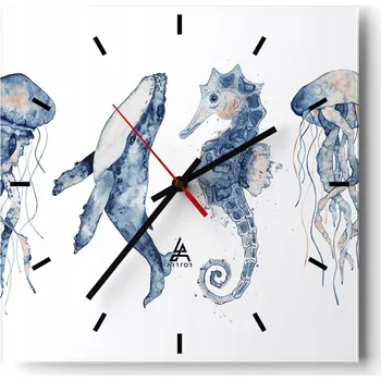 Hodiny Nástěnné hodiny do kuchyně 30x30 Zvířata Stylové hodiny na skle Loft Tiché