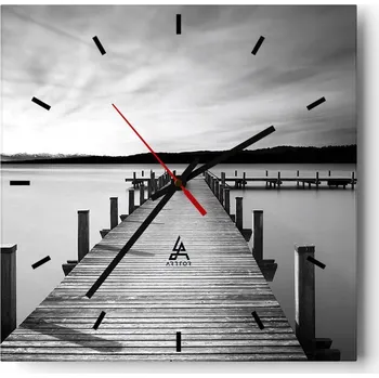 Hodiny Nástěnné hodiny do kuchyně 30x30 Krajina Stylové hodiny na skle Loft Tiché